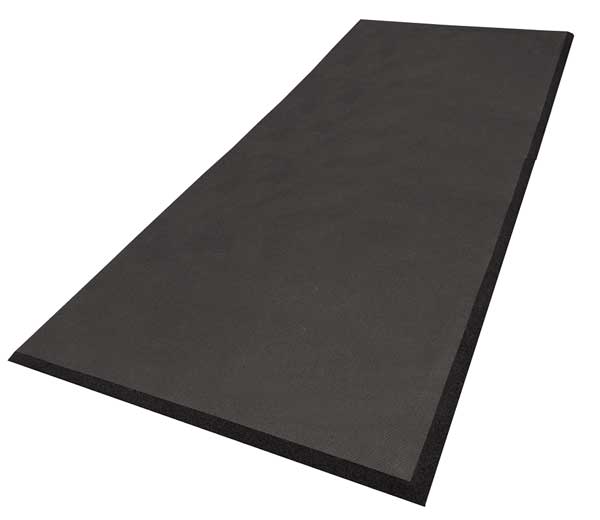 Antifatigue Mat, Black, 8 ft. L x 3 ft. W, Vinyl, Square Grid Surface Pattern, 5/8