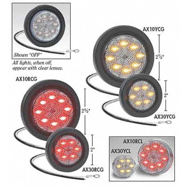 Clearance Light, LED, Amber, Grommet, 2 Dia