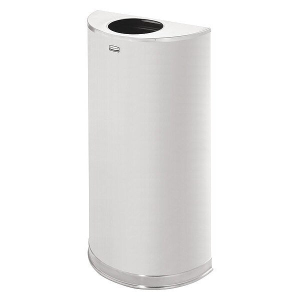 12 gal Half-Round Trash Can, Stainless Steel, 17 1/2 in Dia, None, Stainless Steel