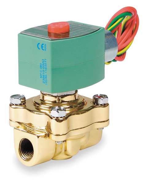 120V AC Brass Hot Water Solenoid Valve, Normally Closed, 3/4 in Pipe Size