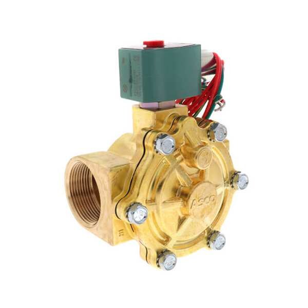 120V AC Brass Solenoid Valve, Normally Closed, 1 1/2 in Pipe Size