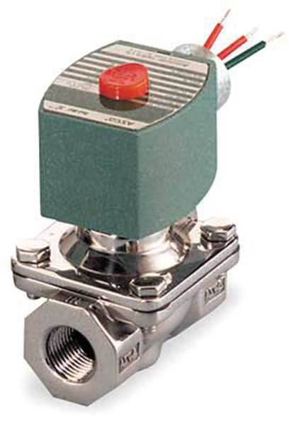 120V AC Stainless Steel Solenoid Valve, Normally Open, 1/2 in Pipe Size