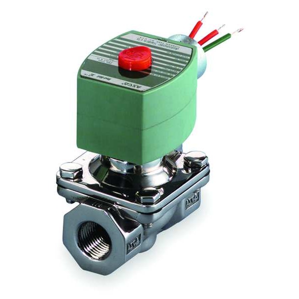 120V AC Stainless Steel Solenoid Valve, Normally Closed, 3/4 in Pipe Size