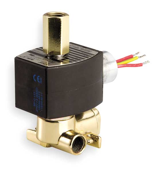120V AC Brass Quick Exhaust Solenoid Valve, Normally Closed, 1/4 in Pipe Size