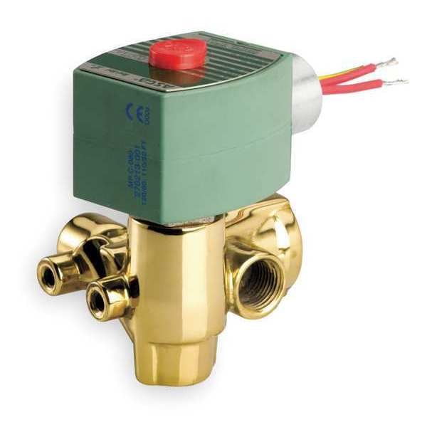 120V AC Brass Quick Exhaust Solenoid Valve, Normally Open, 1/4 in Pipe Size
