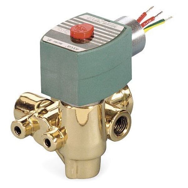 120V AC Brass Quick Exhaust Solenoid Valve, Normally Closed, 3/8 in Pipe Size