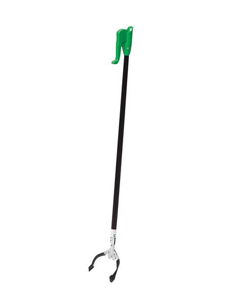 Trash Grabber, Squeeze Handle, 36 in L, 4 1/4 in Grabber Opening, Steel, Green