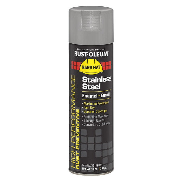 Rust Preventative Spray Paint, Stainless Steel, Gloss, 14 oz