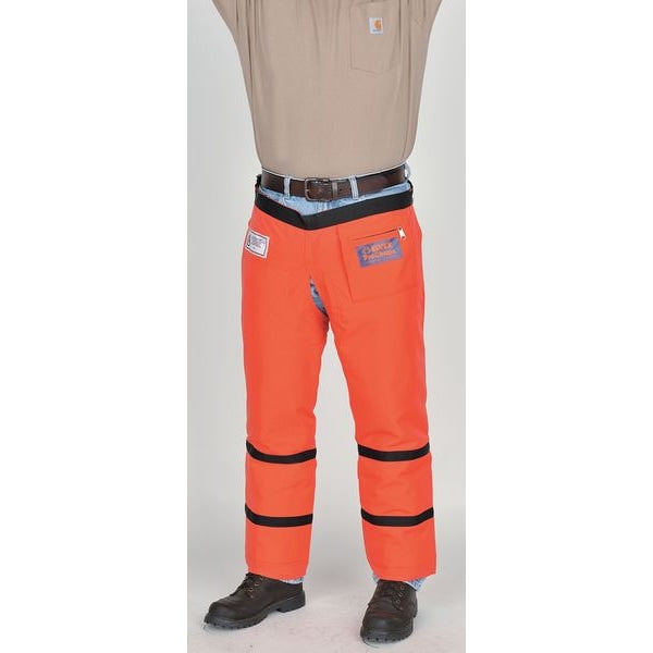Chainsaw Chaps, Orange, Nylon, 33 in Length