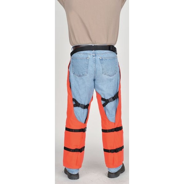 Chainsaw Chaps, Orange, Nylon, 33 in Length