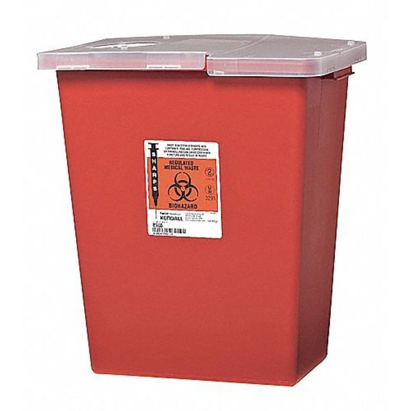 Sharps Container, 8 Gal., Hinged Lid, PK2