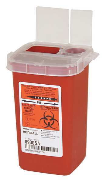 Sharps Container, 1/4 Gal., Red, PK10