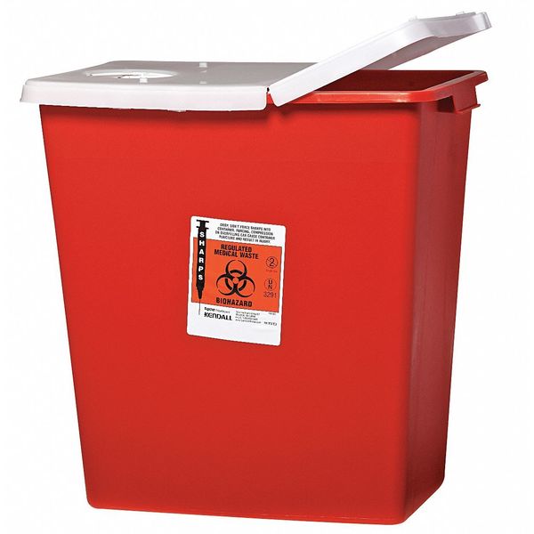 Sharps Container, 12 Gal., Hinged Lid, PK2