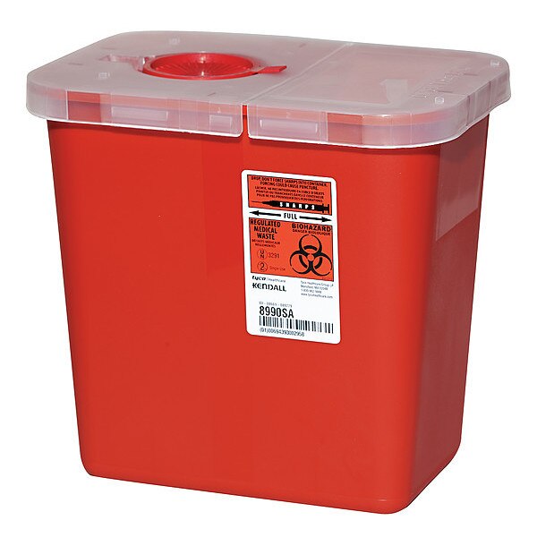 Sharps Container, 2 Gal., Hinged Lid, PK5