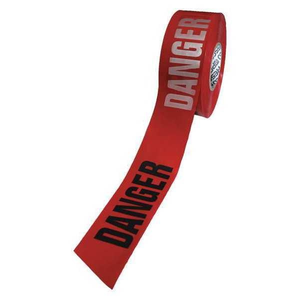 Barricade Tape, Rd/Slvr/Blk, 1000ft x 3 In