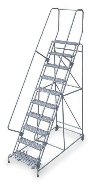 130 in H Steel Rolling Ladder, 10 Steps