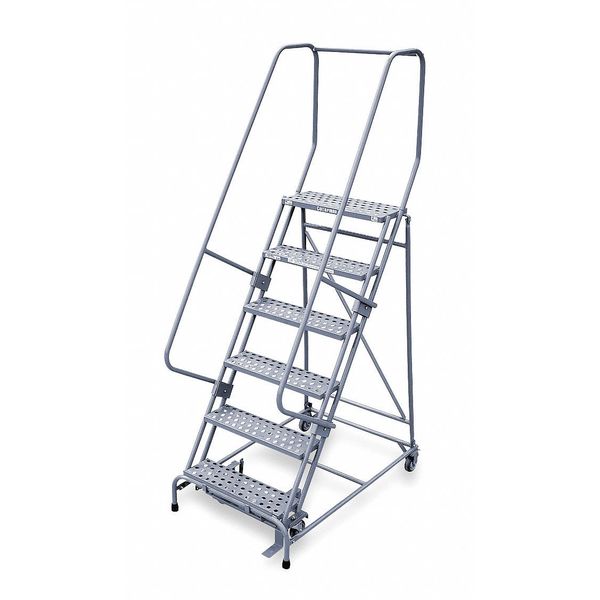90 in H Steel Rolling Ladder, 6 Steps