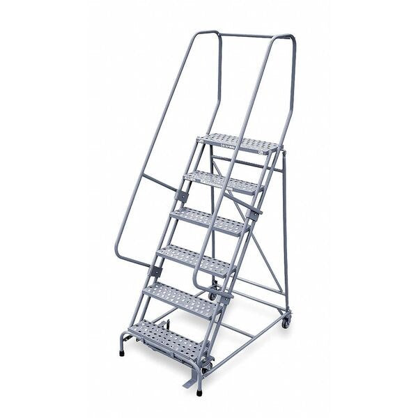 90 in H Steel Rolling Ladder, 6 Steps