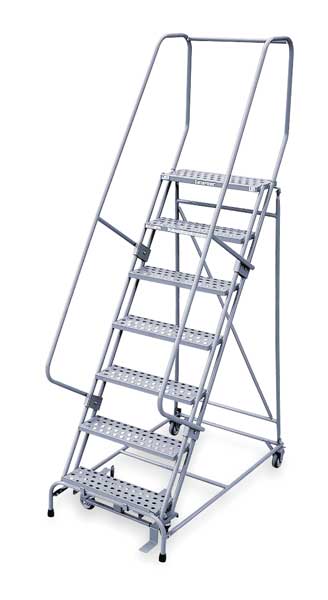 100 in H Steel Rolling Ladder, 7 Steps
