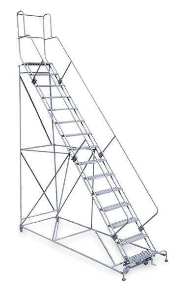 192 in H Steel Rolling Ladder, 15 Steps