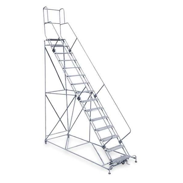 192 in H Steel Rolling Ladder, 15 Steps