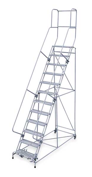 162 in H Steel Rolling Ladder, 12 Steps