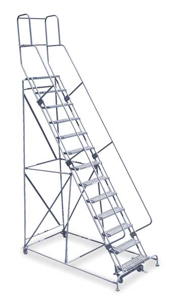 172 in H Steel Rolling Ladder, 13 Steps