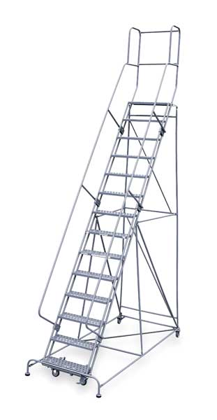 182 in H Steel Rolling Ladder, 14 Steps