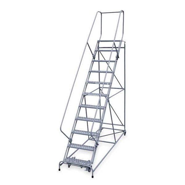 140 in H Steel Rolling Ladder, 11 Steps