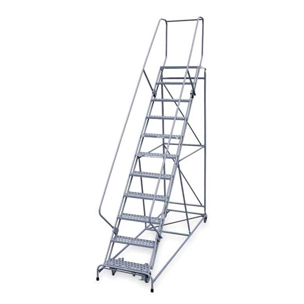 140 in H Steel Rolling Ladder, 11 Steps