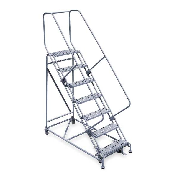 100 in H Steel Rolling Ladder, 7 Steps