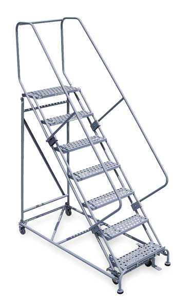 182 in H Steel Rolling Ladder, 14 Steps