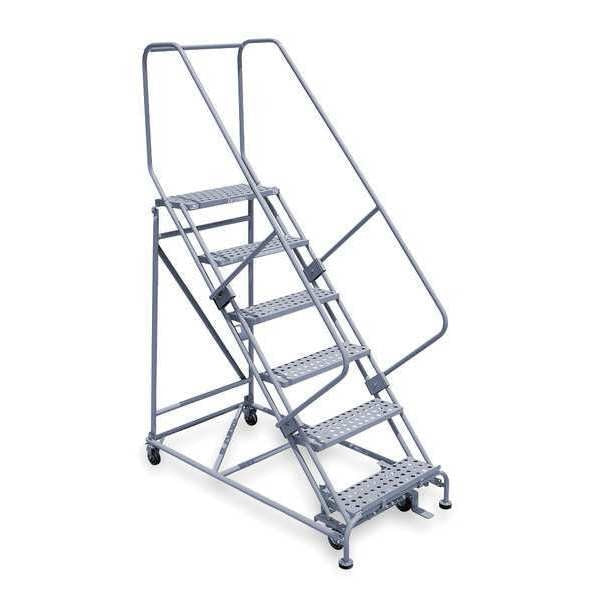 90 in H Steel Rolling Ladder, 6 Steps