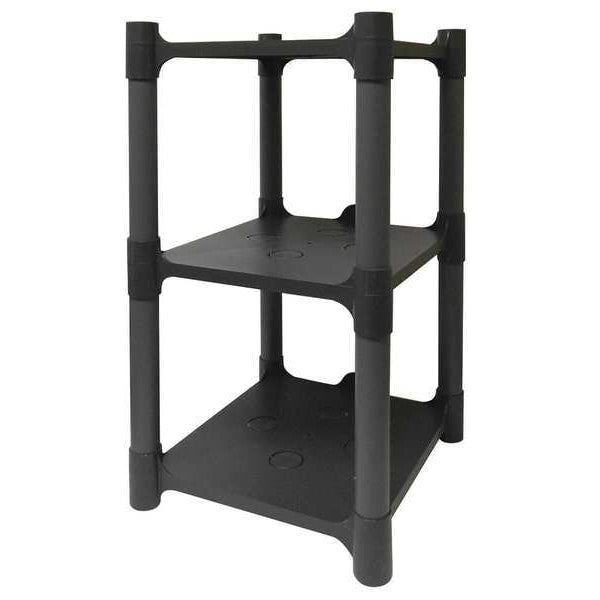 Freestanding Plastic Shelving Unit, Open Style, 14 in D, 15 1/2 in W, 26 in H, 3 Shelves, Gray