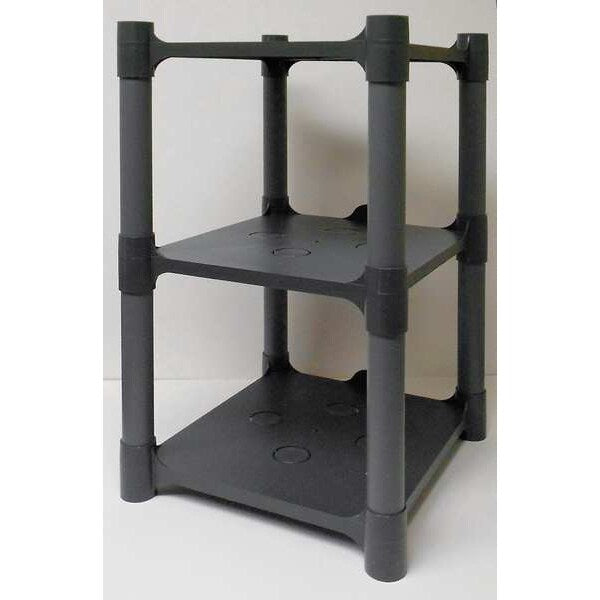 Freestanding Plastic Shelving Unit, Open Style, 14 in D, 15 1/2 in W, 26 in H, 3 Shelves, Gray