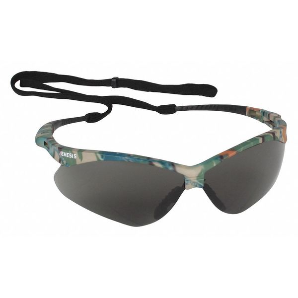 Safety Glasses, Wraparound Smoke Polycarbonate Lens, Anti-Fog, Scratch-Resistant
