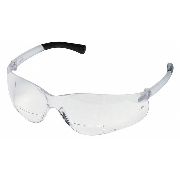 Bifocal Safety Reading Glasses, Anti-Scratch, Padded Arms, Clear Frame, Clear Lens, +2.00 Diopter