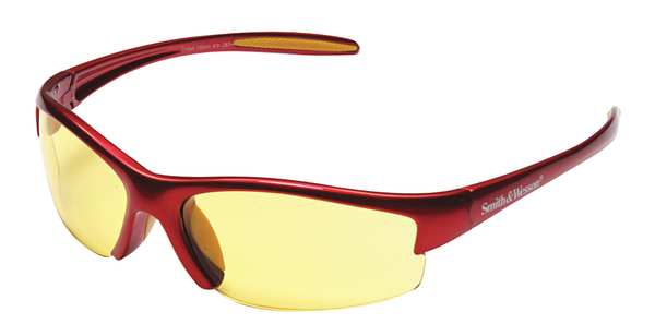 Safety Glasses, Wraparound Amber Polycarbonate Lens, Scratch-Resistant