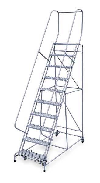 130 in H Steel Rolling Ladder, 10 Steps