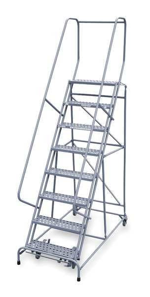110 in H Steel Rolling Ladder, 8 Steps