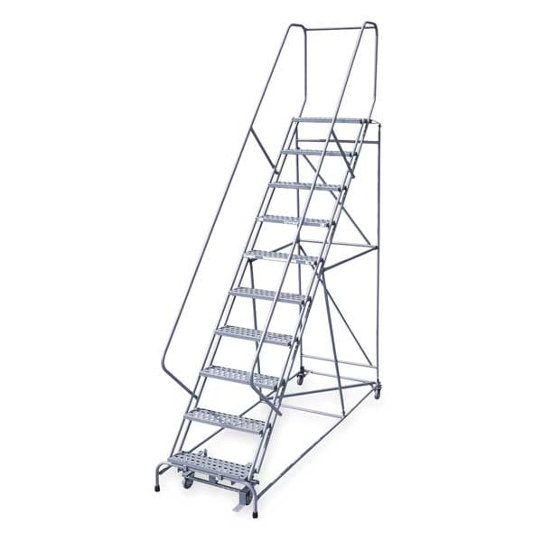 130 in H Steel Rolling Ladder, 10 Steps
