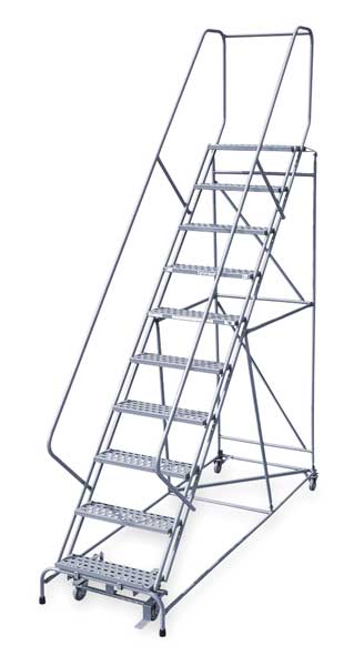 130 in H Steel Rolling Ladder, 10 Steps