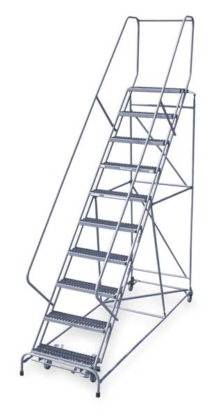 130 in H Steel Rolling Ladder, 10 Steps