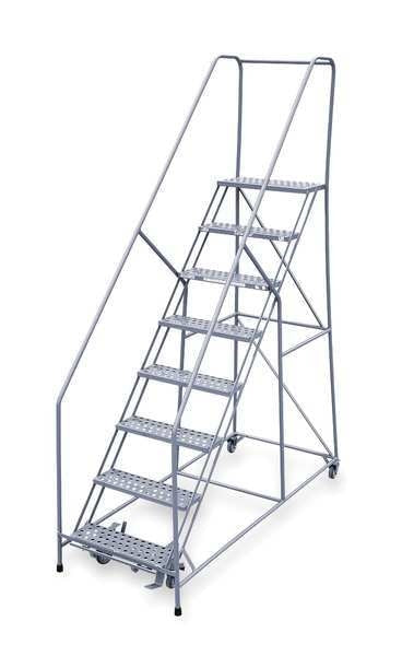 110 in H Steel Rolling Ladder, 8 Steps