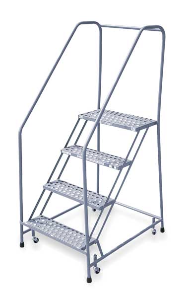 70 in H Steel Rolling Ladder, 4 Steps