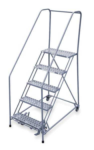 80 in H Steel Rolling Ladder, 5 Steps