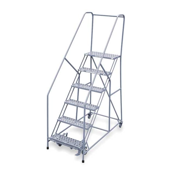 90 in H Steel Rolling Ladder, 6 Steps