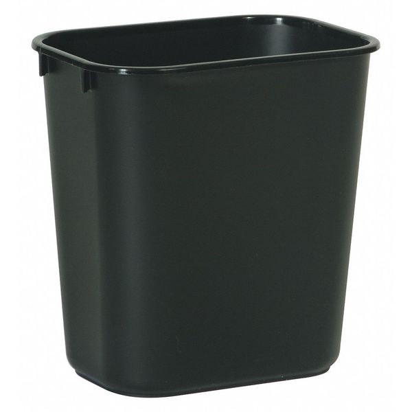 3 gal Rectangular Wastebasket, Black, 8 1/4 in Dia, None, LLDPE