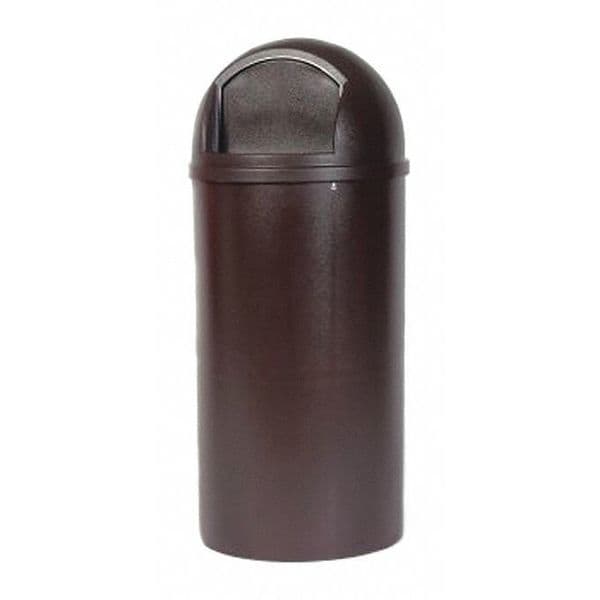 25 gal Round Trash Can, Brown, 18 in Dia, Swing, Plastic