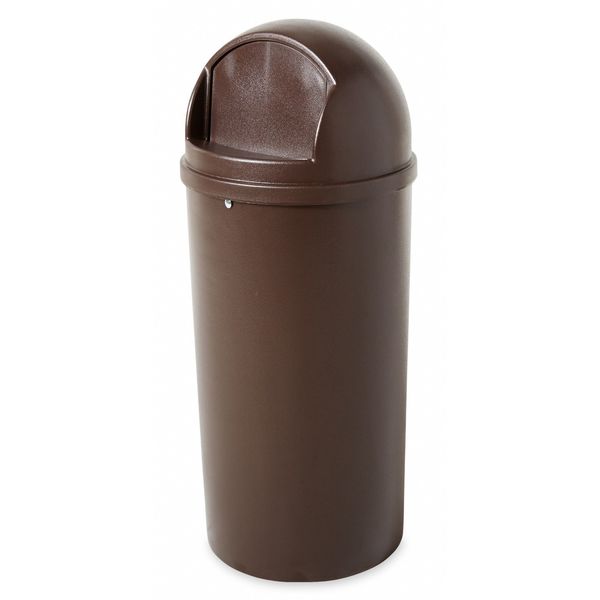15 gal Round Trash Can, Brown, 15 1/4 in Dia, Swing, Plastic
